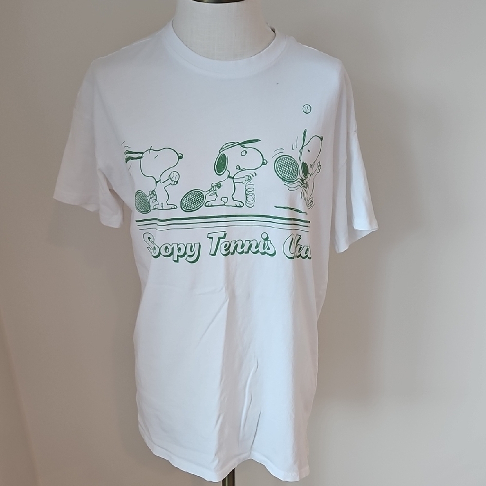 Peanuts Snoopy Tennis Club Kids Tee - White & Green